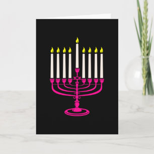 Convite menorá rosa quente hanukkah purim