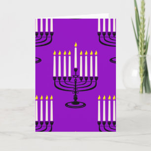 Convite menorá roxa hanukkah impressão judaica
