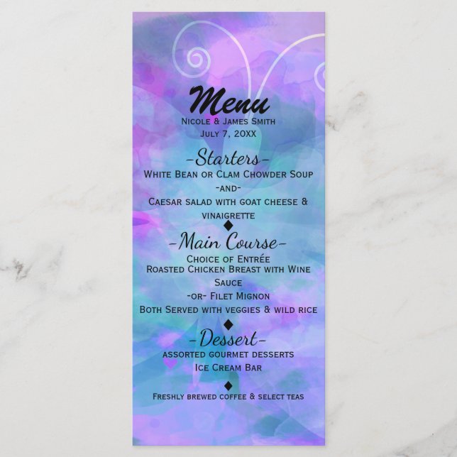 Convite Menu Festa Borboleta Aquarela Pastel (Frente)