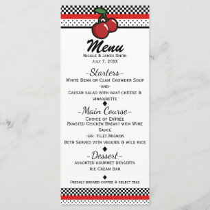 Convite Menu Personalizado Cerejas Vermelhas Preto