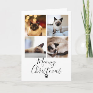 Convite Meowy Christmas Photo Collage Cat Christmas Card