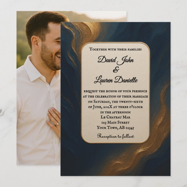 Convite Metálico para Casamento de Fotos de Uso (Frente/Verso)