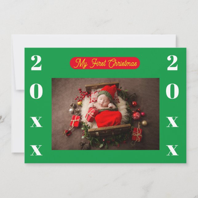 Convite - Meu Primeiro Natal - Adicionar Foto/Ano (Frente)