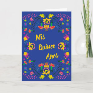 Convite Meus Quinze Anos Azul Floral Mexicana Festa