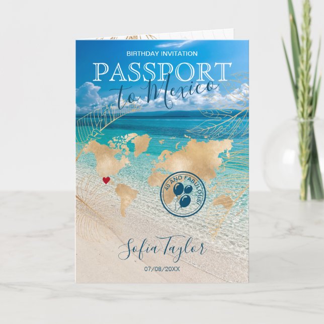 Convite México 40 e Fabuloso Mapa de Passaportes de Aniver (Frente)
