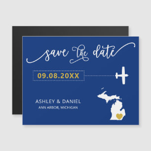 Convite Michigan Wedding Save the Date Card, Map