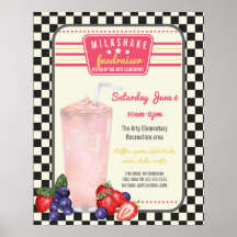 Convite milkshake diner cardápio Flyer poster