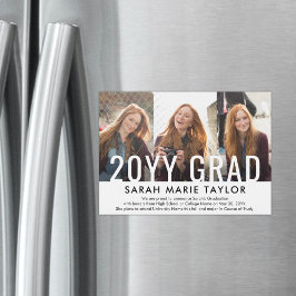 Convite Minimal 3 Photo Magnetic Graduation Announcement