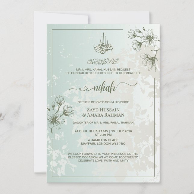 Convite Minimal de Elegância para Nikah | Tundra S (Frente)
