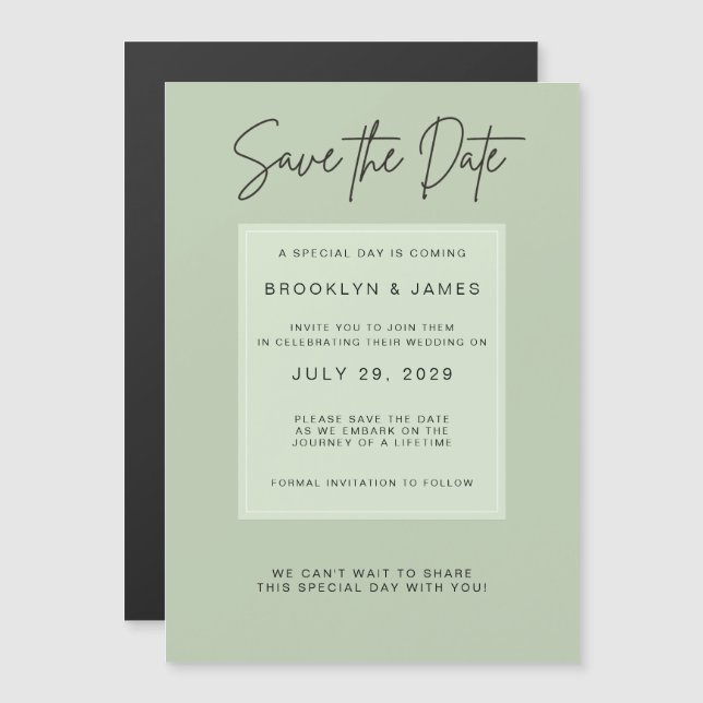 Convite Minimal Sage Green Wedding Save The Date (Frente/Verso)