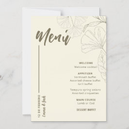 Convite Minimalist Botanical Wedding Menu Card