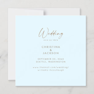 Convite Minimalista Anúncio de Casamento Azul Gelo Moderno