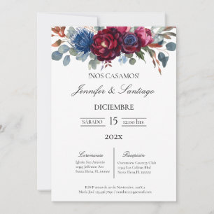 Convite minimalista con flor Jewel para boda
