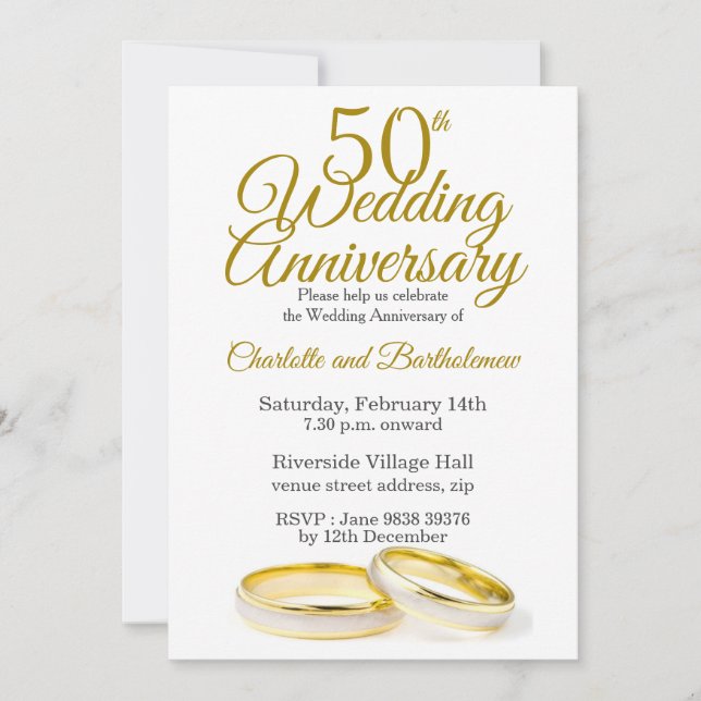 Convite Minimalista de 50 Anos de Casamento (Frente)