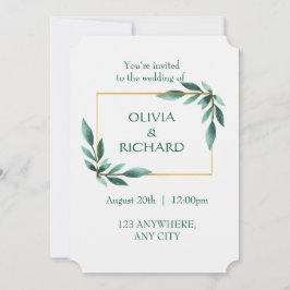 Convite Minimalista de Quadro Dourado Elegante Ver