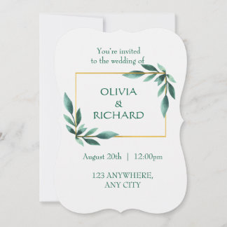 Convite Minimalista de Quadro Dourado Elegante Ver
