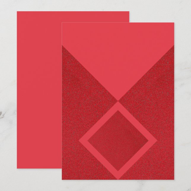 Convite Minimalista Diamante Vermelho Ousado – Per (Frente/Verso)