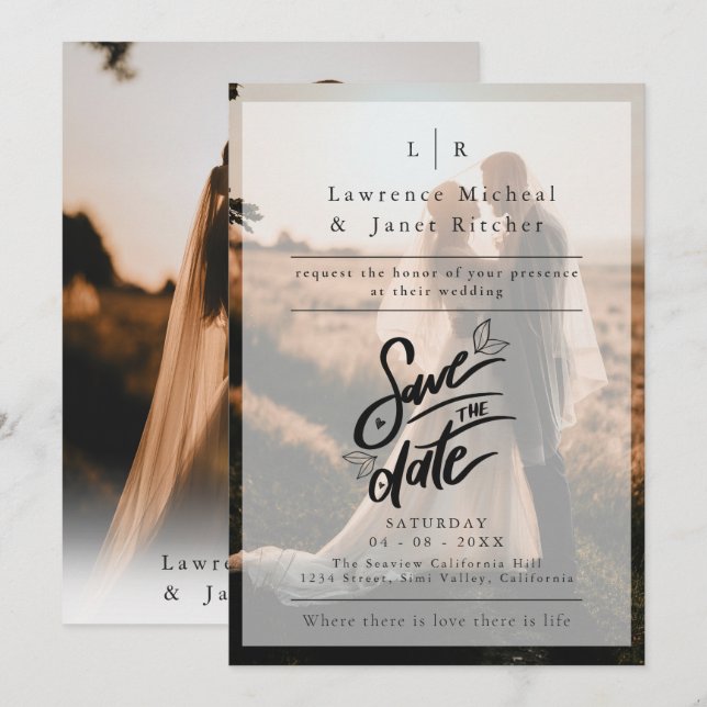 Convite minimalista foto excessivamente branco mod (Frente/Verso)