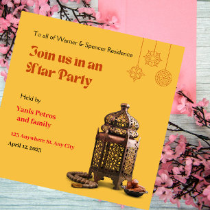 Convite Minimalista Laranja Ramadan Iftar