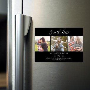 Convite Minimalista   Modelo de Foto Preto 3 Guardar Data