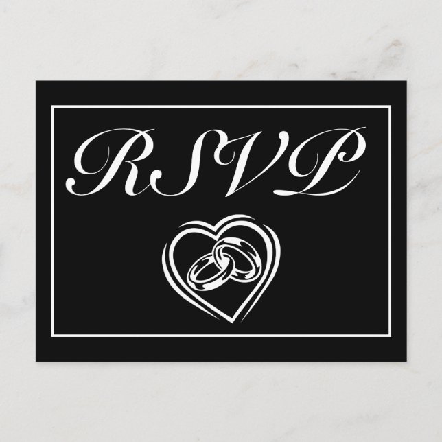 Convite Minimalista Moderno Branco Preto RSVP (Frente)