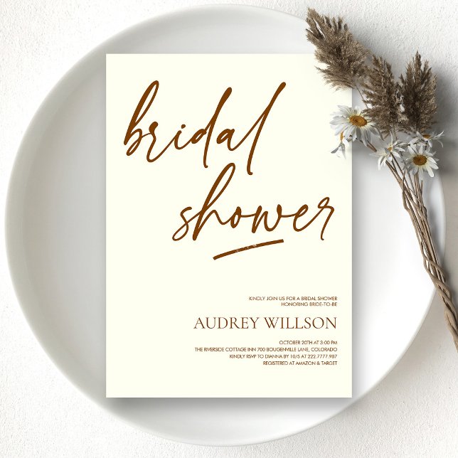 Convite Minimalista Neutro para Chá de Noiva (Minimalist Neutral Bridal Shower Invitation
)