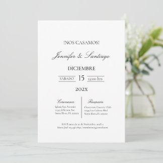 Convite minimalista para boda