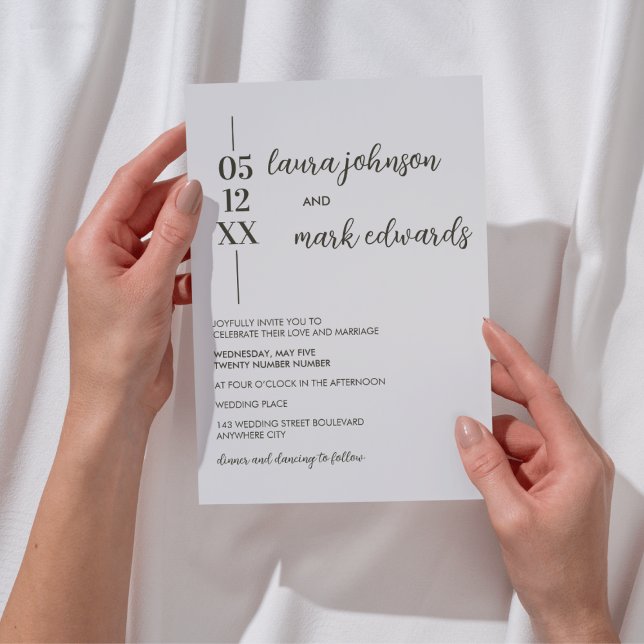 Convite Minimalista para Casamento de Beige (Minimalist Beige Monogram Wedding invitation)