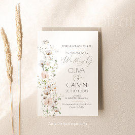 Convite Minimalista para Casamento Modelo Wildflow