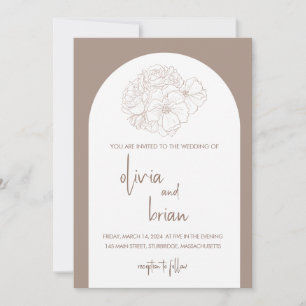 Convite Minimalista para Casamento Pastel Brown