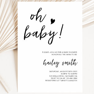 Convite Minimalista para Chá de Bebê Oh Baby