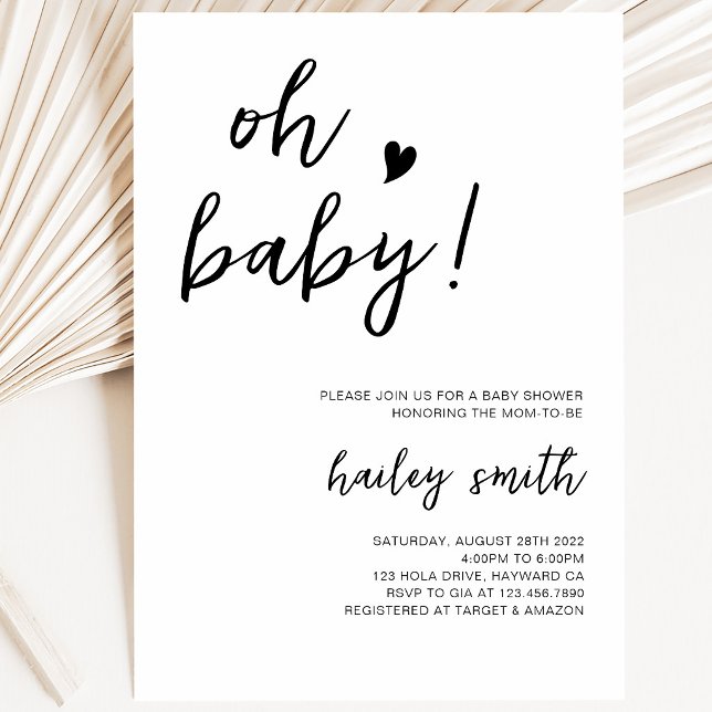 Convite Minimalista para Chá de Bebê Oh Baby (Criador carregado)