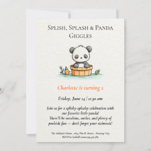 Convite Minimalista para Festa de Piscina do Panda
