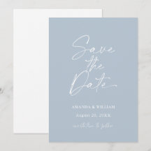 Convite Minimalista Save the Date Azul Poeirento