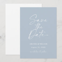 Convite Minimalista Save the Date Azul Poeirento