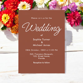 Convite Minimalista Teracotta para Casamento Brown