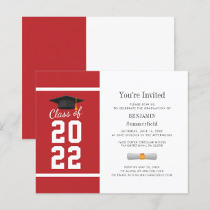 Convite Minimalista Vermelho Branco Formatura 2025