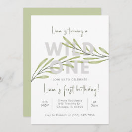 Convite mínimo de aniversário de flor selvagem