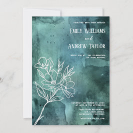 Convite mínimo de cor aquática verde esmeralda