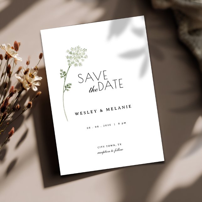 Convite Mínimo de Noivado Floral Salve a Data (floral save the date wedding invitation)