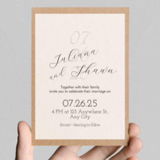 Convite mínimo para casamento preto e branco