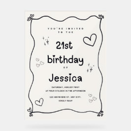 Convite mínimo para o coração negro e bege