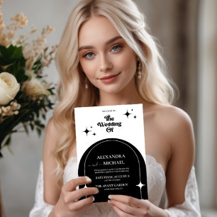 Convite Mínimo para Preto e Branco da Arca Retroat