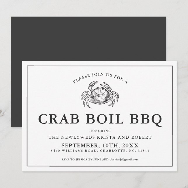 Convite Mínimo Para Queimar Caranguejo (Frente/Verso)