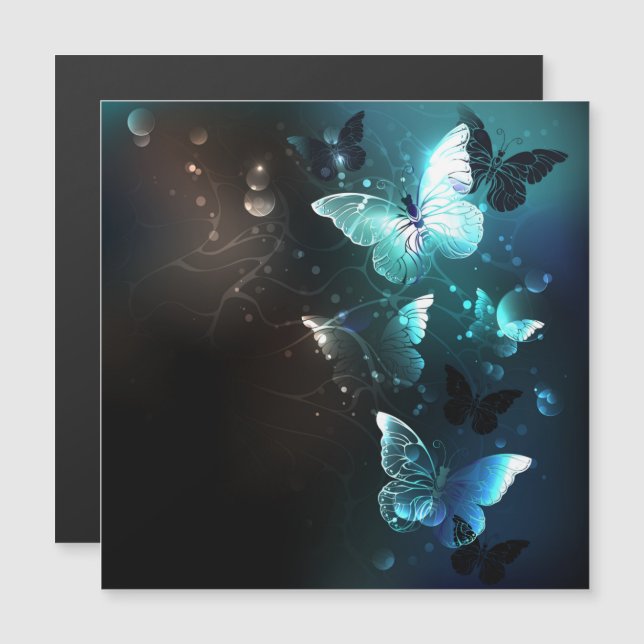 Convite Mint Night Butterflies (Frente/Verso)