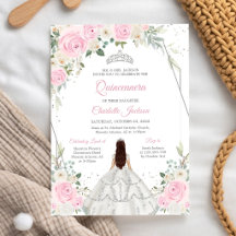 Convite Mis Quince de Quinze Anos com Floral Branc