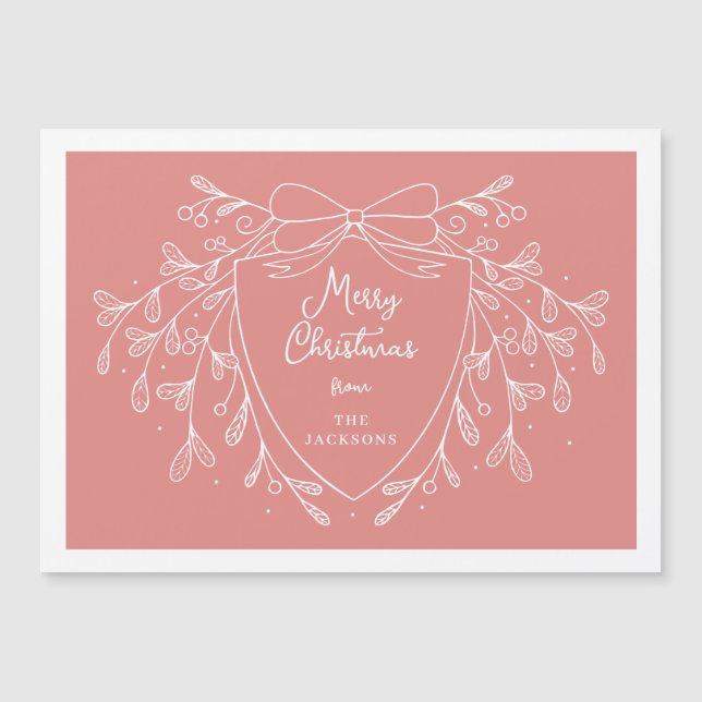 Convite Mistura da crista de Natal, rosa, com arte branca (Frente)