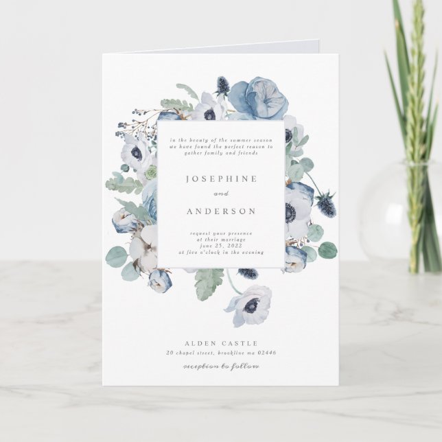 Convite Misty Blues Wedding Pocket (Frente)