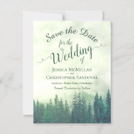 Convite Misty Green Mountain Pines Casamento Salve Data