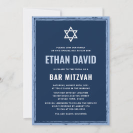Convite mitzvah, bar azul escuro, com limite aprox